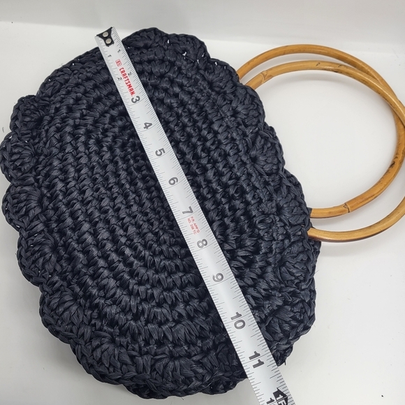 Vintage SIROCCO Purse Made in Italy Small Woven Bamboo Round Handles Zipper - Picture 8 of 11